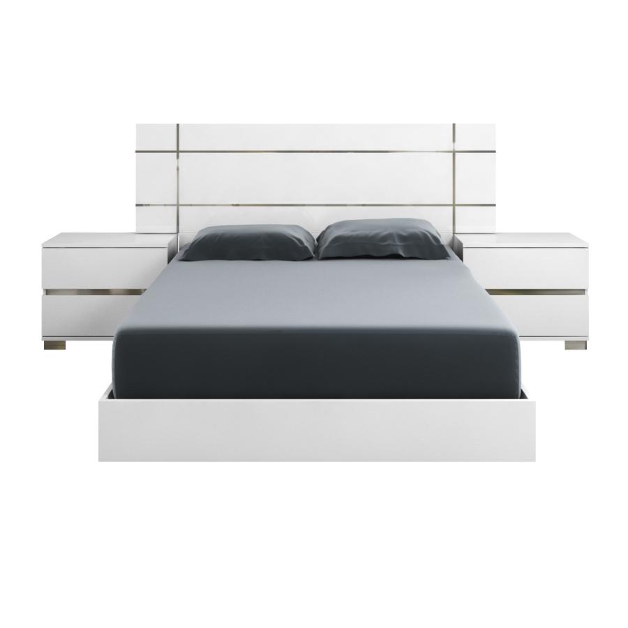 Acrylic Lacquer Queen Size Platform Bed White