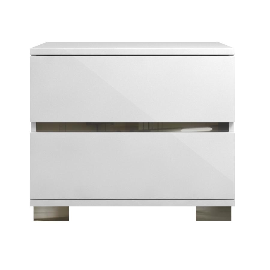 2 Drawer Nightstand With Chrome Legs White