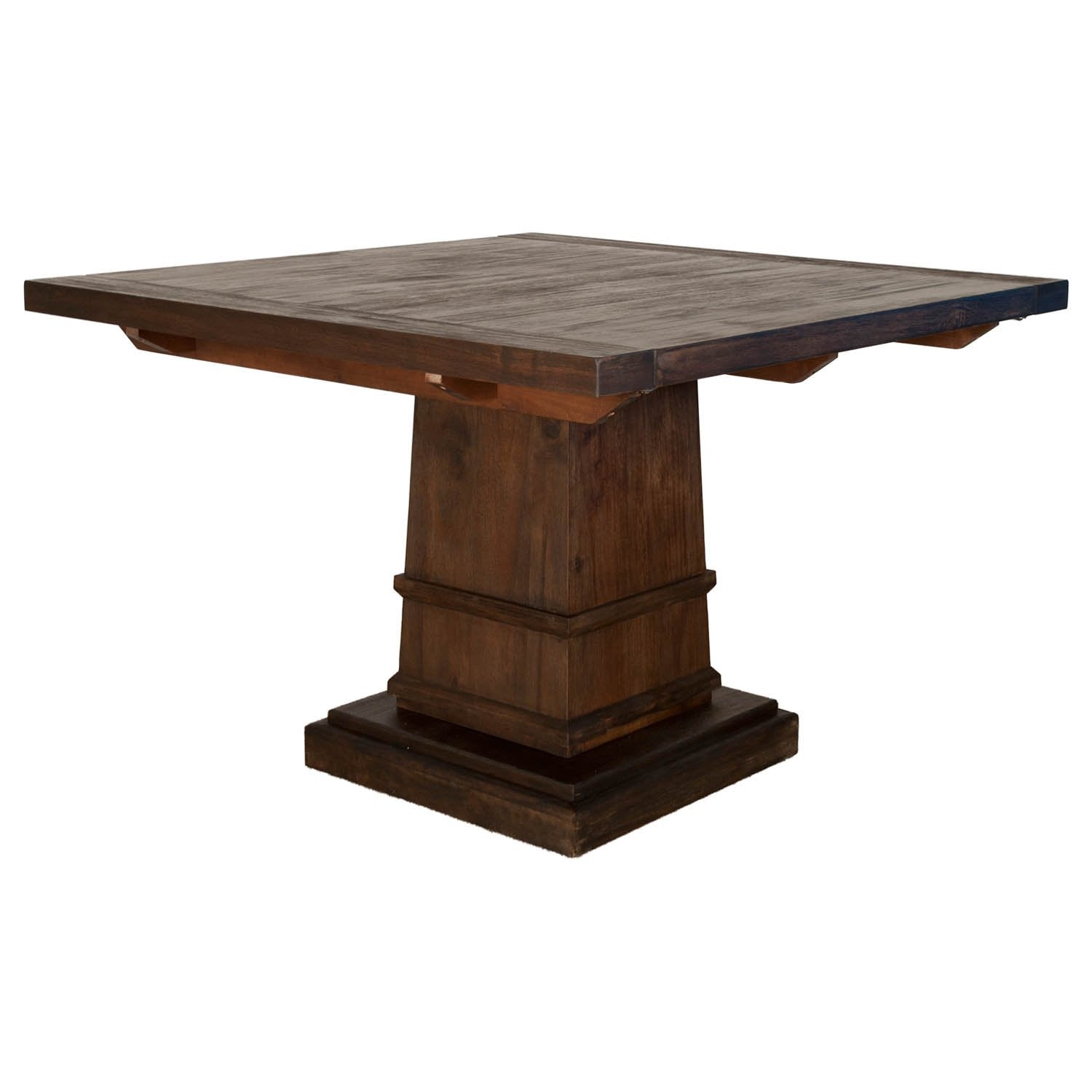 Wooden Square Extension Dining Table, Dark Brown