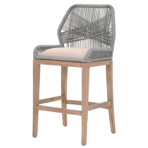 Wooven Upholstered Loom Barstool, Gray