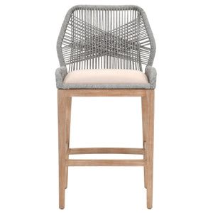 Wooven Upholstered Loom Barstool, Gray