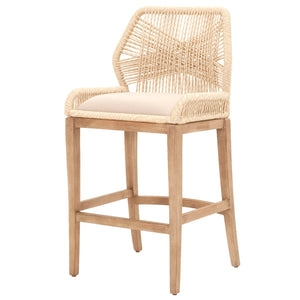 Wooven Upholstered Loom Barstool, Cream