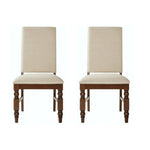 Wooden Chair With Gorgeous Turned Legs, Cream & Brown, Set of 2