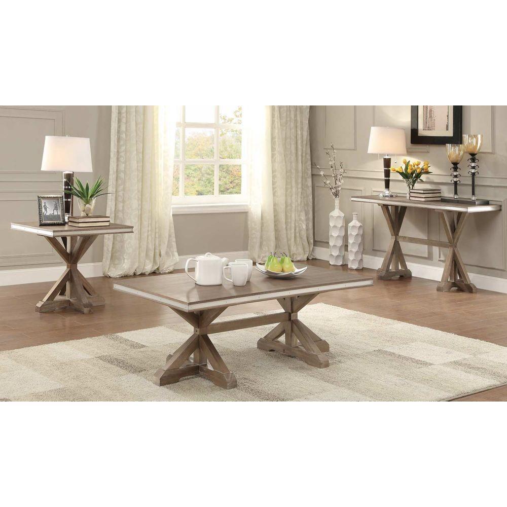 Wooden Square Table With X-Base Pedestal, Natural Rustic Brown