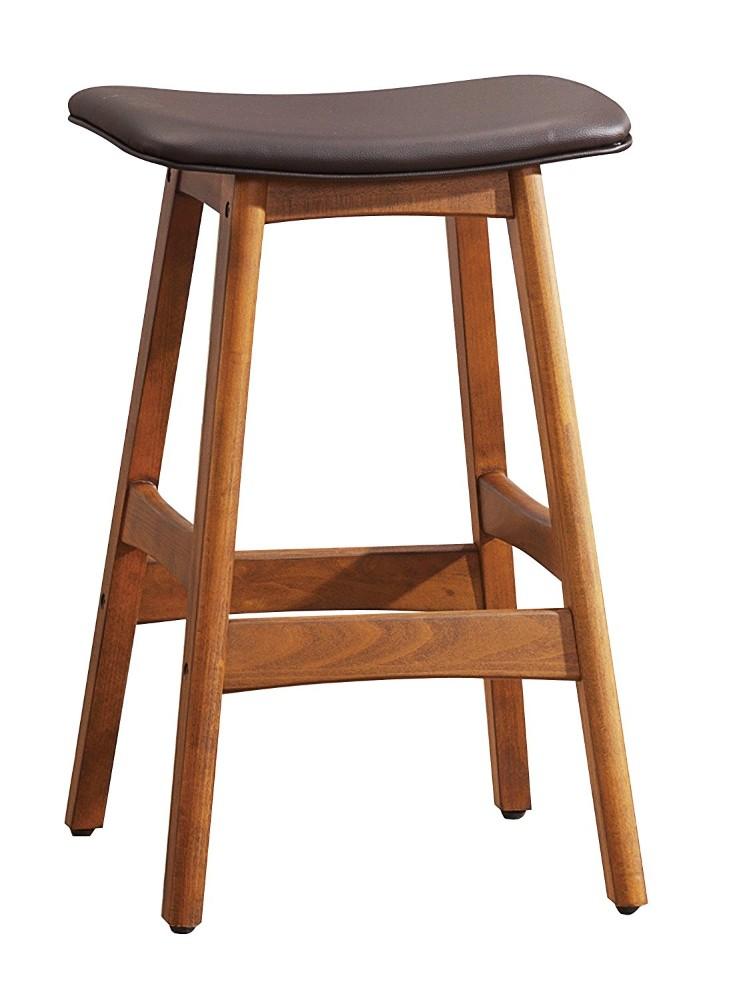 Wooden Counter Height Stool In Dark Brown, Set of 2