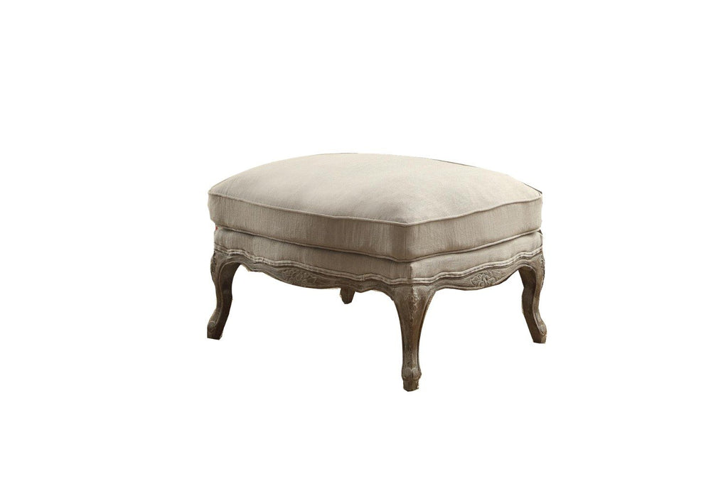 Wooden Ottoman With Reversible Cushion Seat In Cream