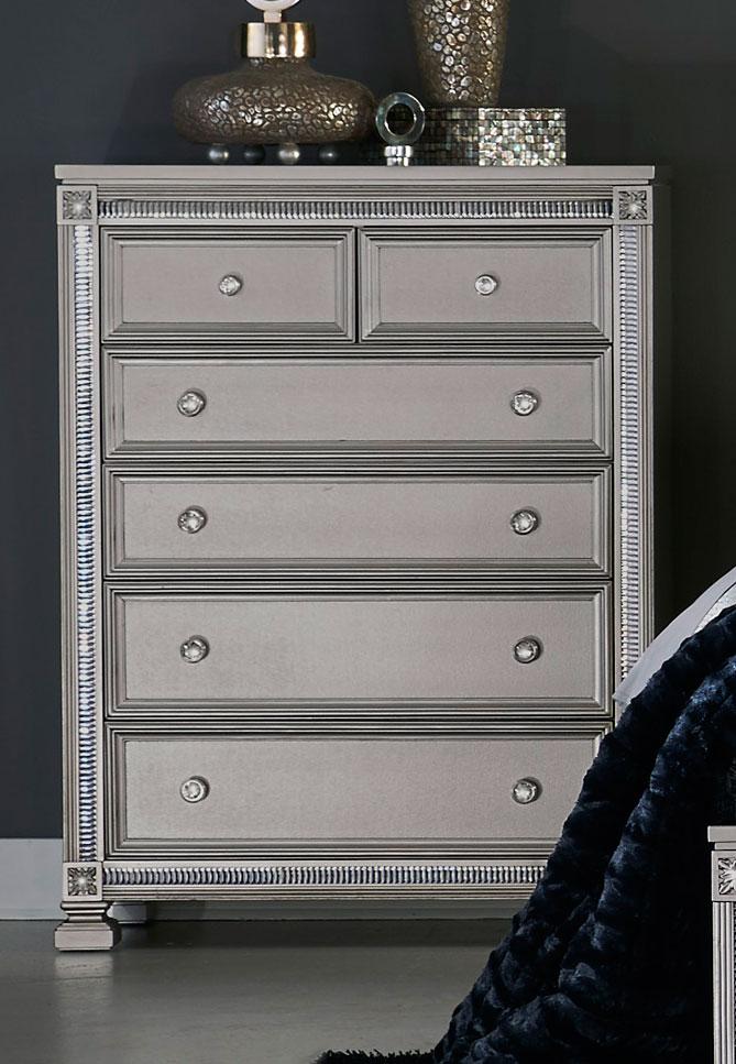 Wooden Chest With 6 Drawers In Sliver