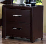 Wooden Night Stand with 2 Drawers Espresso Brown