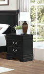 Wooden Night Stand With 2 Drawers Black