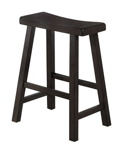 Wooden 24" Counter Height Stool with Saddle Seat, Brown, Set Of 2