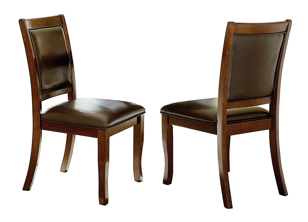 Wood & Leather Dining Side Chairs, Cherry Brown & Brown  (Set Of 2)