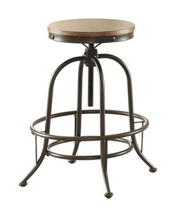 Wood & Metal Backless Counter Height Adjustable Swivel Stool, Set Of 2