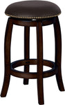 Wooden Barstool With Padded Seat Nail Head Details, Espresso Brown