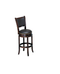 Wood & Leather Bar Height Chair With Swivel Mechanism, Espresso Brown