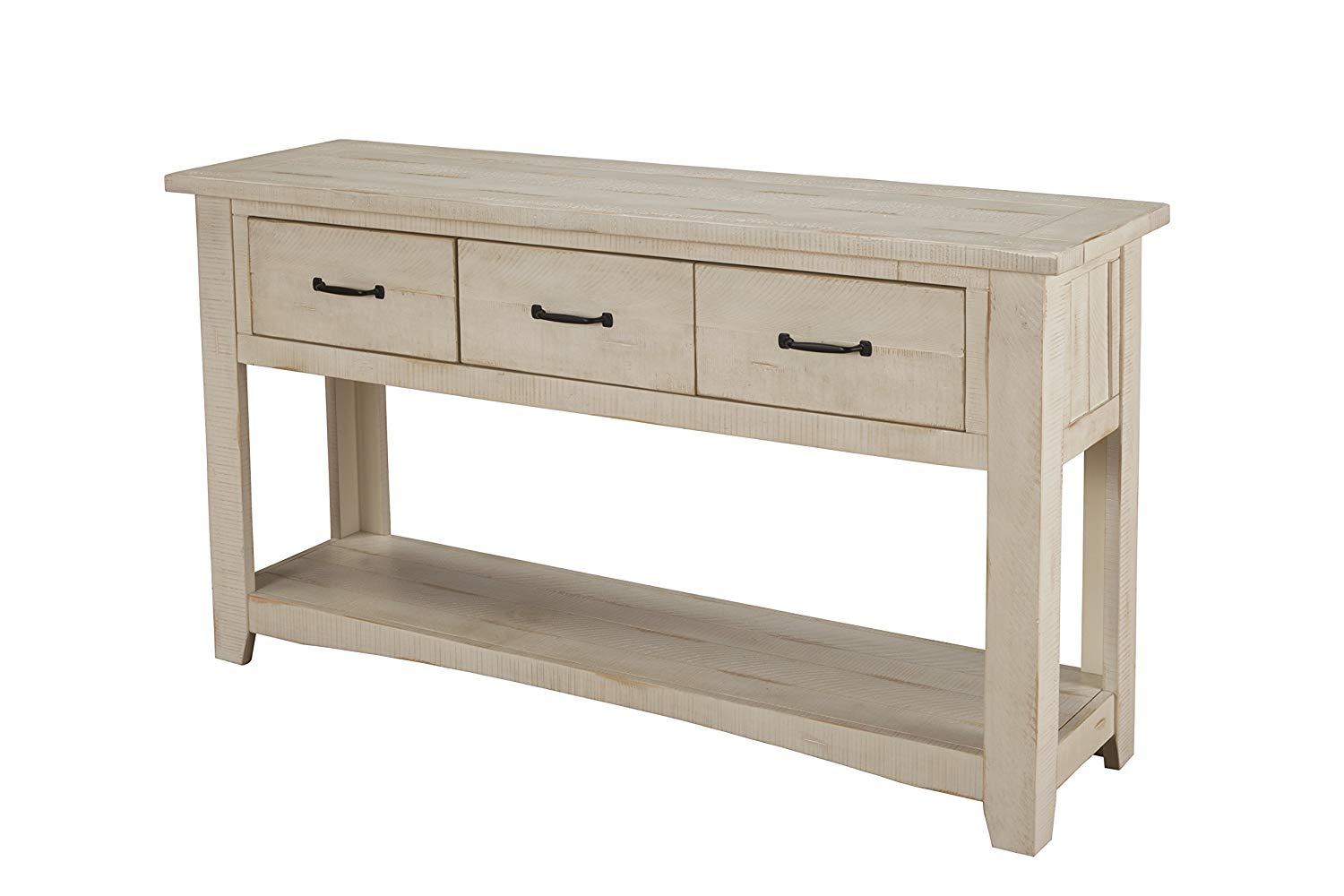 Wooden Console Table With Three Drawers, Antique White