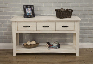 Wooden Console Table With Three Drawers, Antique White