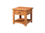 Wooden End Table With 1 Drawer & 1 Shelf, Honey Tobacco Brown