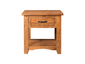 Wooden End Table With 1 Drawer & 1 Shelf, Honey Tobacco Brown