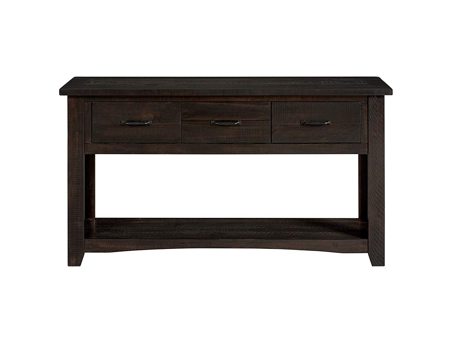 Wooden Console Table With Three Drawers, Espresso Brown