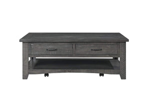 Wooden Coffee Table With Two Spacious Drawers, Gray