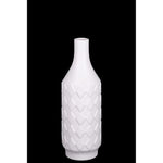 Artistically Designed Ceramic Bottle Vase With Diamond Pattern, Small, White