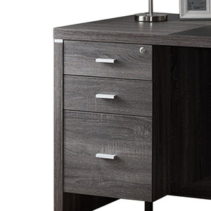 Wooden Desk With Locking Drawers, Dark Taupe Gray