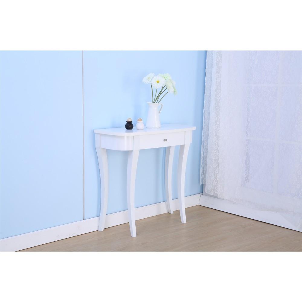 Wooden Console Table With One Drawer, White