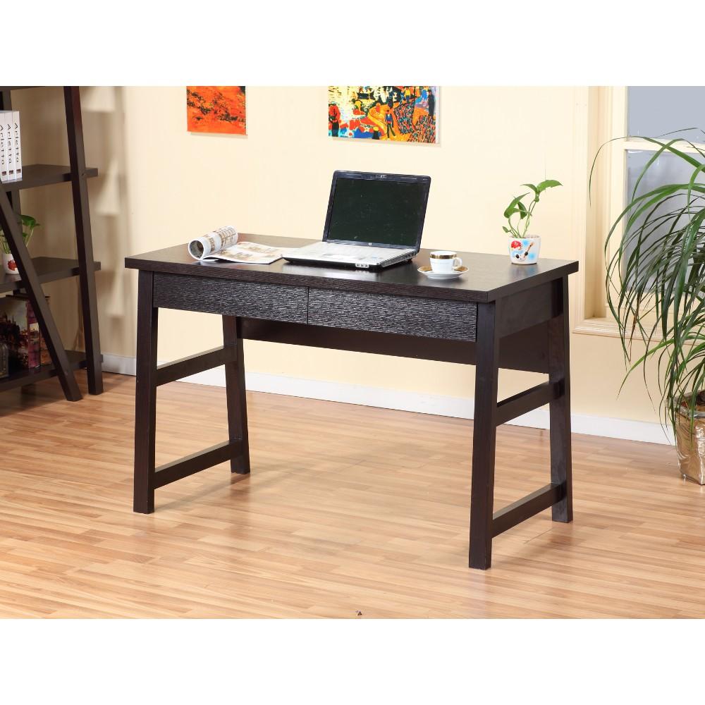 Wooden Desk With Two Drawers, Red Cocoa Brown