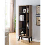 Wooden Display Cabinet With 4 Shelves, Dark Taupe Brown And Black