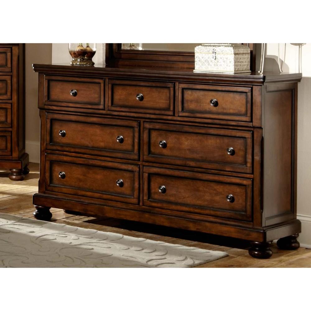 Wooden Dresser With Seven Drawers, Brown