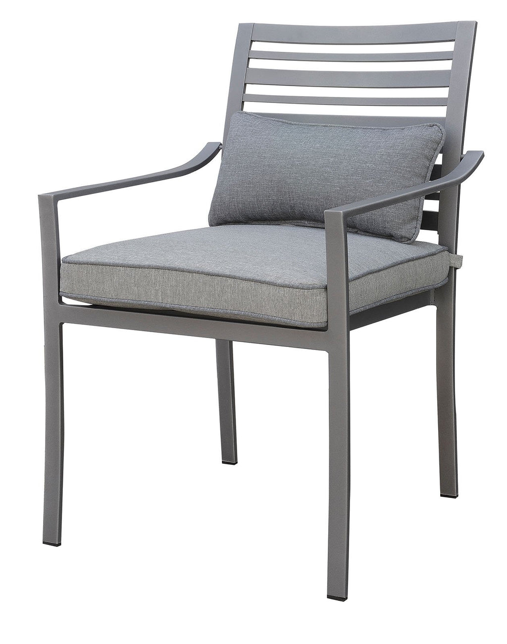 2 Piece Patio Arm Chair In Aluminum Frame With Padded Fabric Seat, Gray