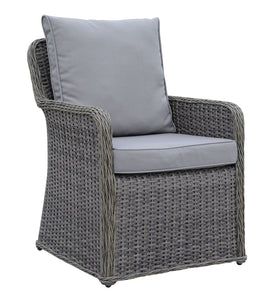 2 Piece Cushioned Patio Arm Chair In Aluminum Wicker Frame, Gray