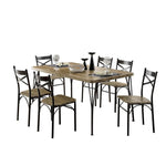 7-Piece Wooden Dining Table Set In Gray and Weathered Brown