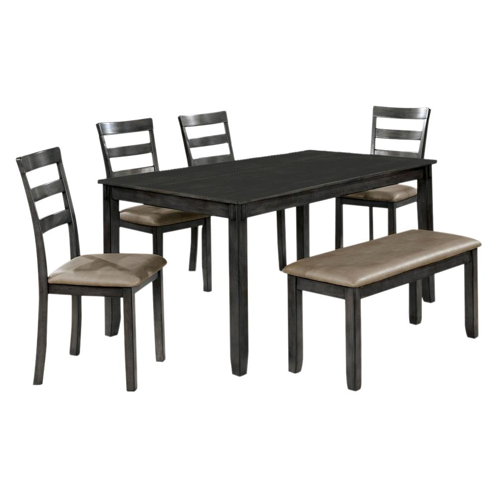 6-Piece Wooden Dining Table Set In Gray