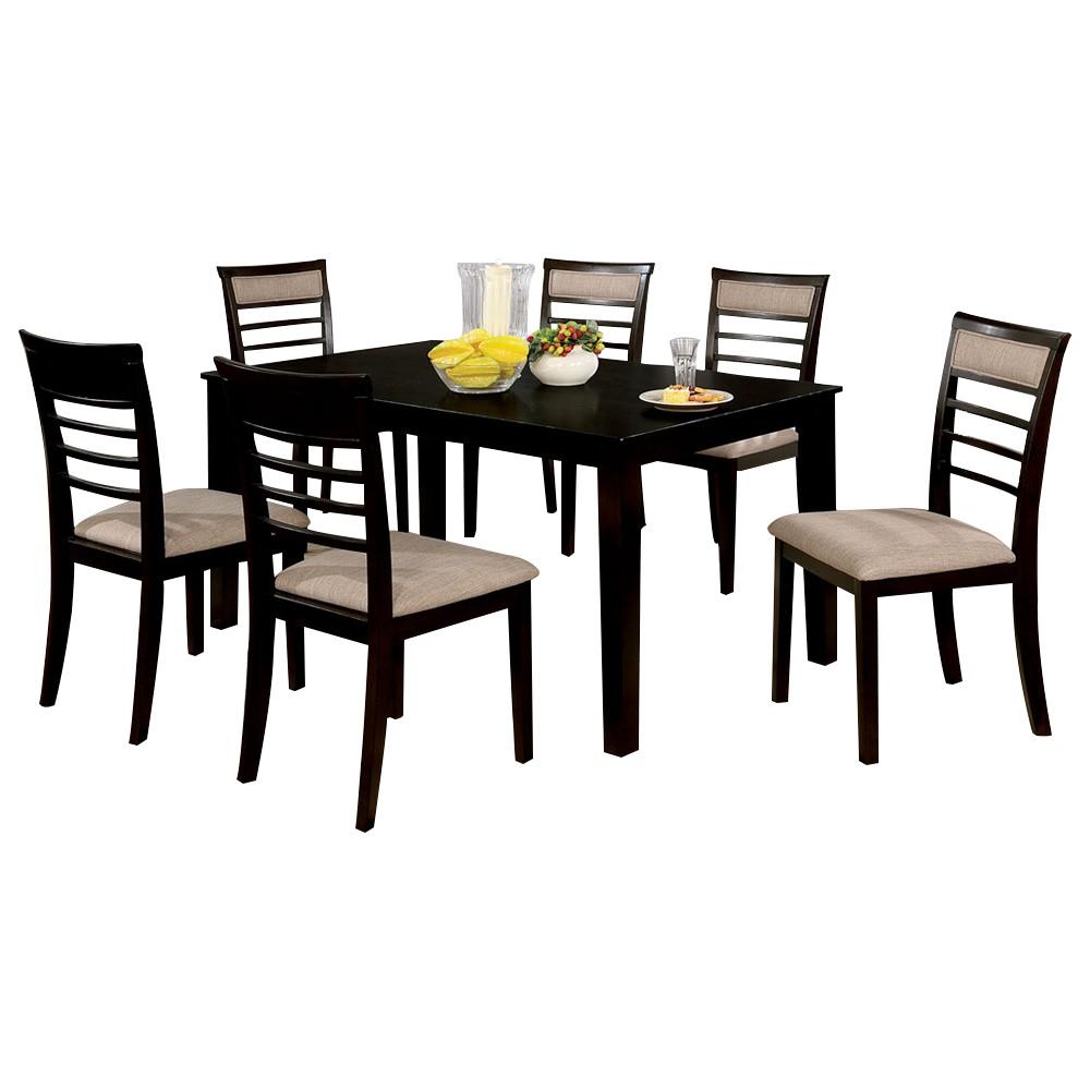 7-Piece Wooden Dining Table Set In Espresso Brown