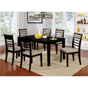 7-Piece Wooden Dining Table Set In Espresso Brown