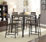 5-Piece Metal And Wood Counter Height Table Set In Antique Brown