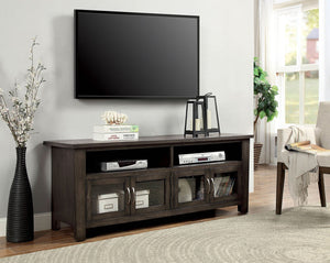 60" Wooden TV Stand With 2 Cabinets and 2 Open Shelves In Brown