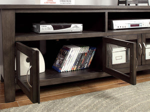 60" Wooden TV Stand With 2 Cabinets and 2 Open Shelves In Brown