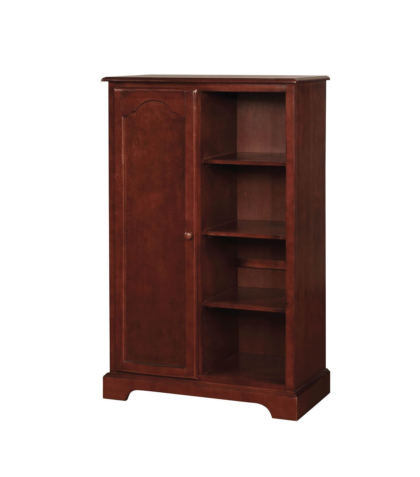 Wooden Closet Storage With Four Open Shelves In Cherry Brown