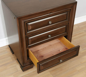 Wooden Night Stand With 3 Drawers In Cherry Brown