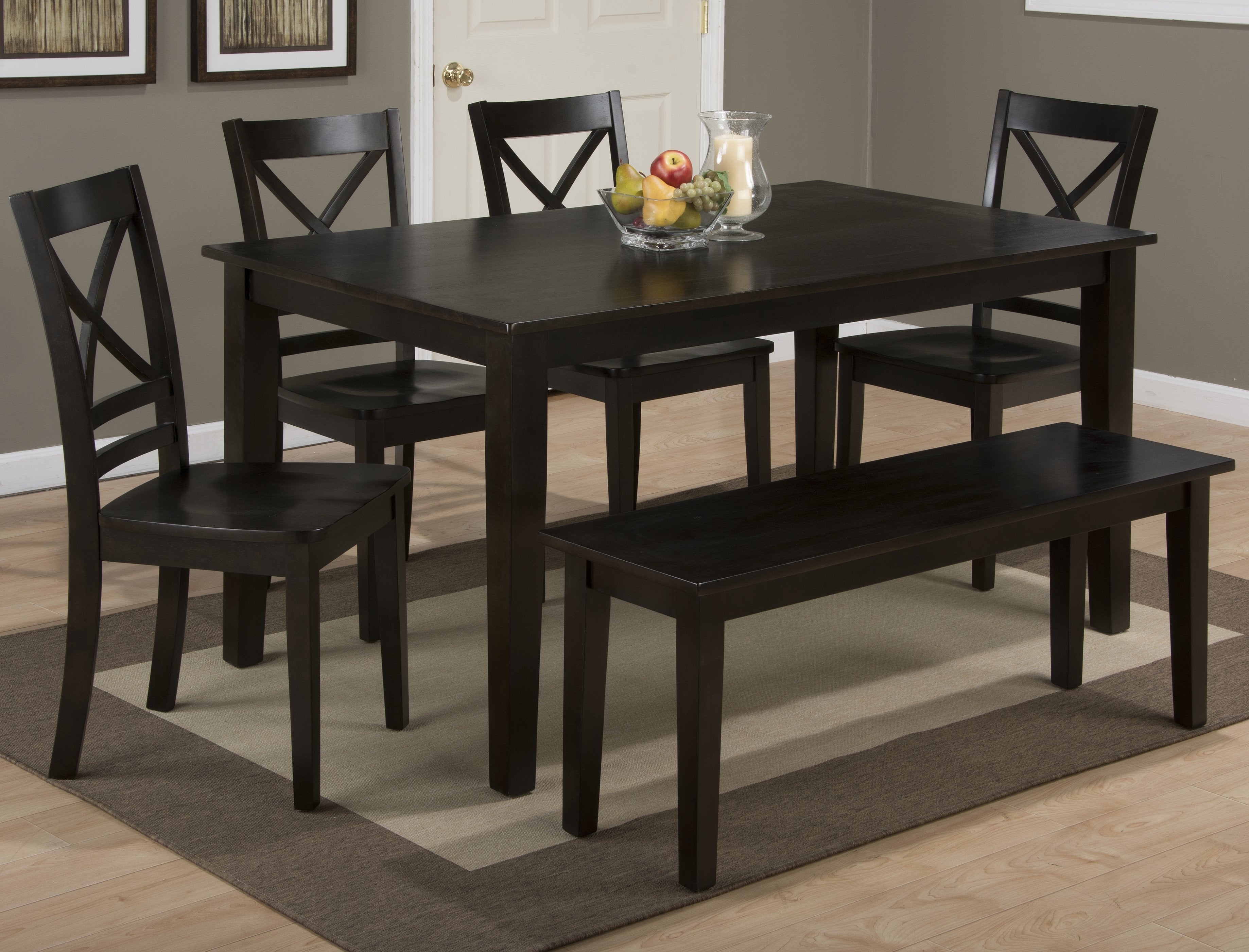 Wooden Rectangular Dining Table With Block Legs, Espresso Brown