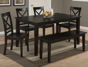 Wooden Rectangular Dining Table With Block Legs, Espresso Brown