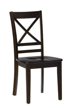 Wooden Dining Side Chair with Cross-Shaped Panel Back, Set Of 2, Espresso Brown