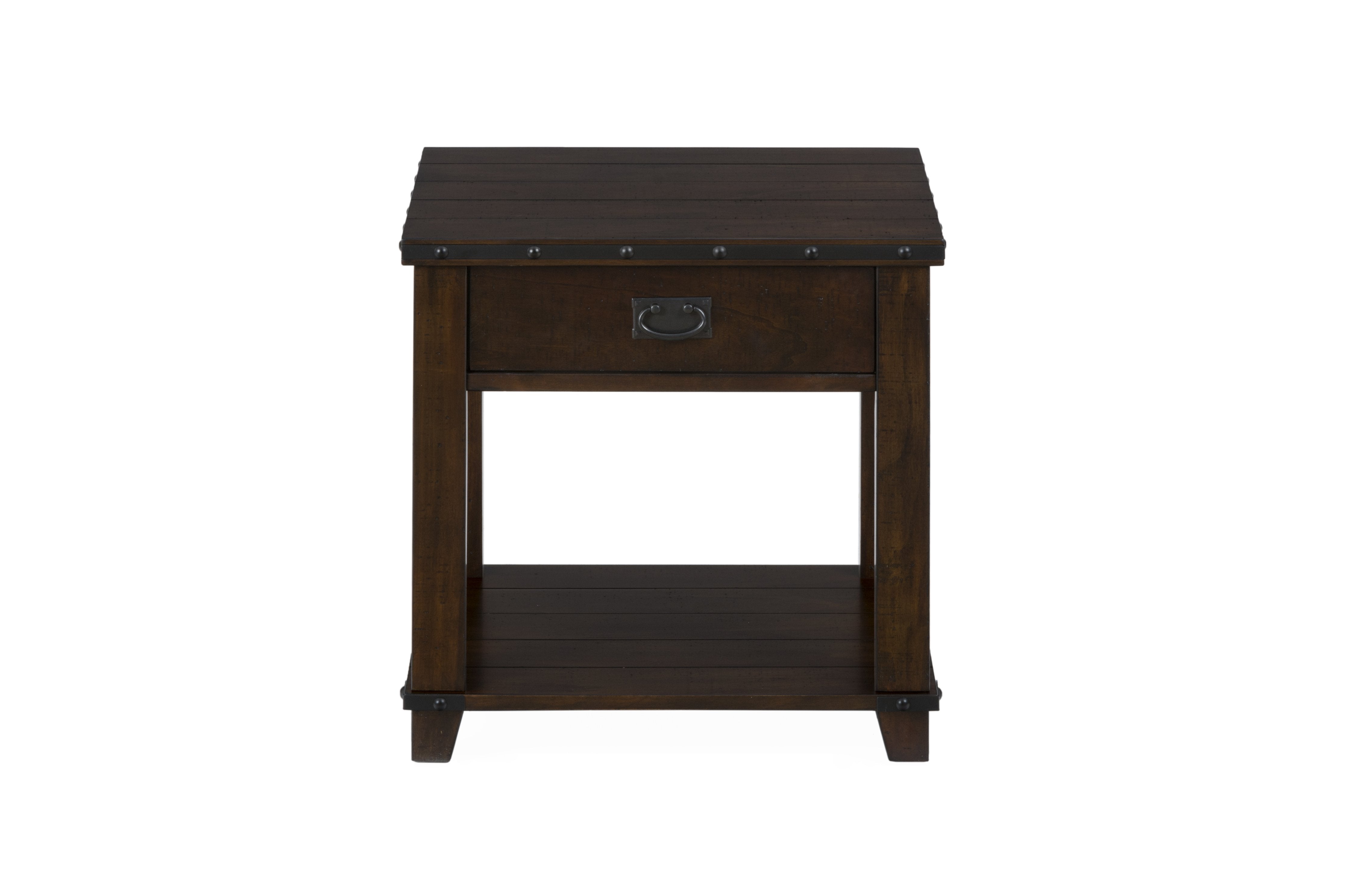 Wooden End Table With One Drawer And Bottom Shelf, Brown