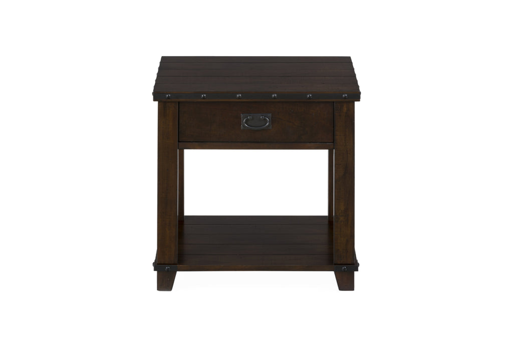 Wooden End Table With One Drawer And Bottom Shelf, Brown