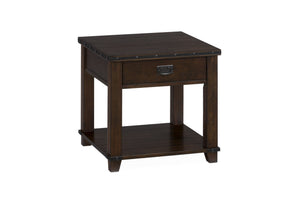 Wooden End Table With One Drawer And Bottom Shelf, Brown