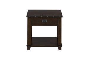 Wooden End Table With One Drawer And Bottom Shelf, Brown