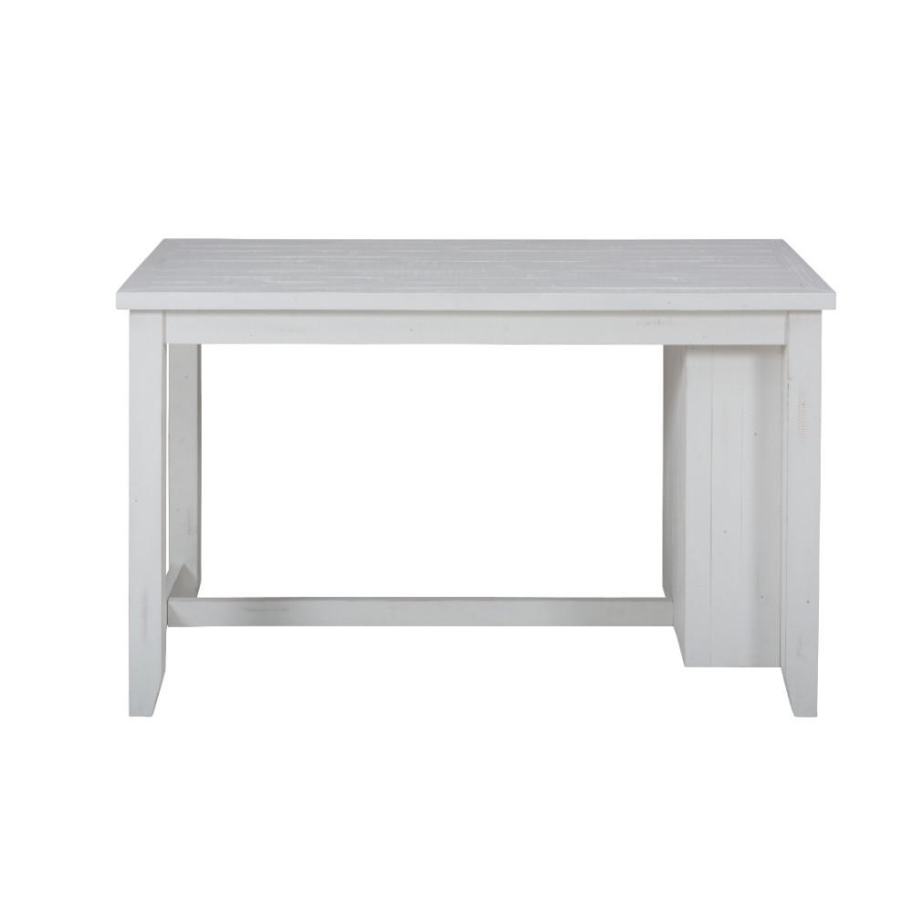 Wooden Counter Height Table with 3 Open Shelves, White