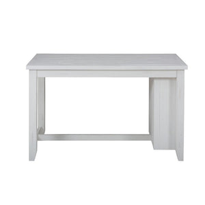 Wooden Counter Height Table with 3 Open Shelves, White